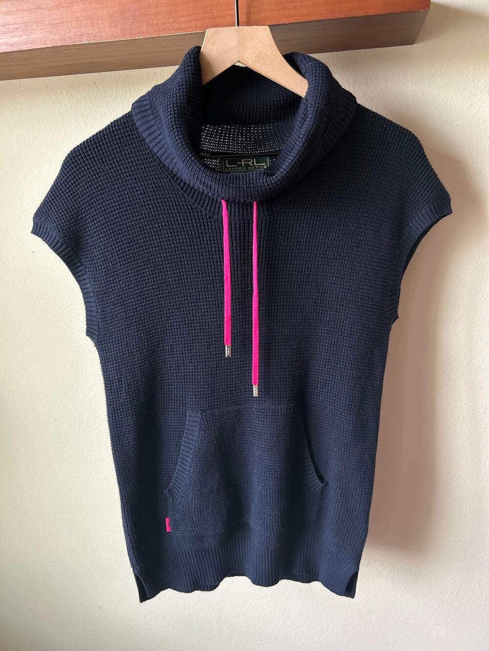 Lauren Active Ralph Lauren Navy Blue Hooded Sleeveless Pullover Sweater Size M